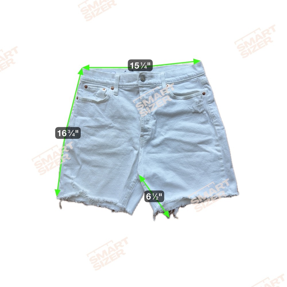 GAP Cheeky Midi Short High Rise White Distressed Raw Hem Denim Women's Size 30 - Picture 3 of 5